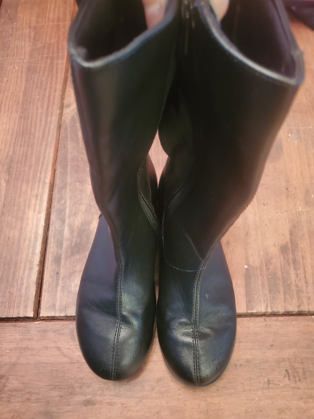 Black Girls Old Navy Mid-Calf Leather Boots Size 1